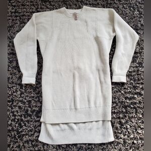 Athleta Long Knit Tunic Sweater Medium Oversized Ivory